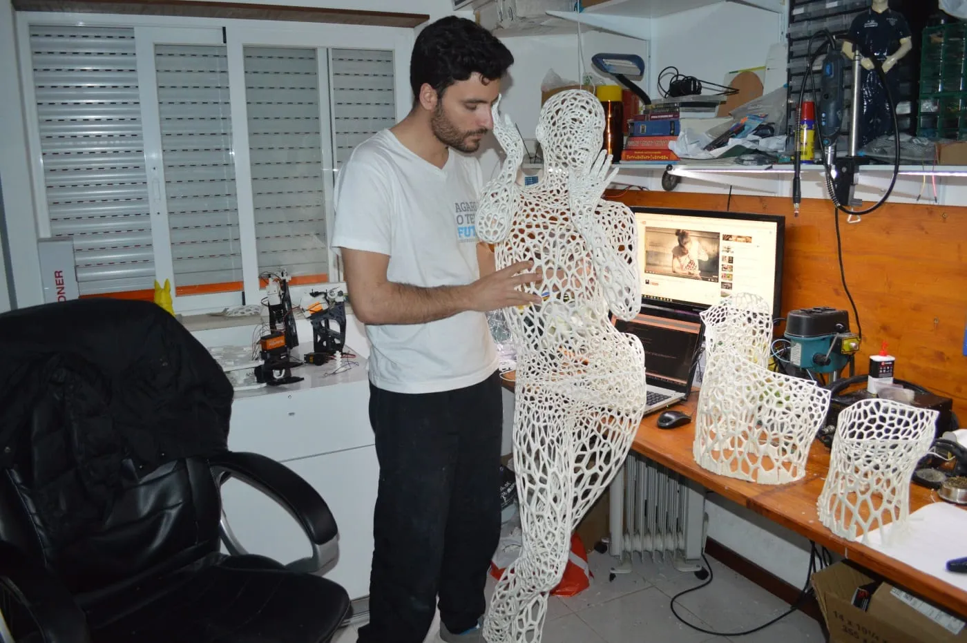 Assembling the full-size dancer in the workshop