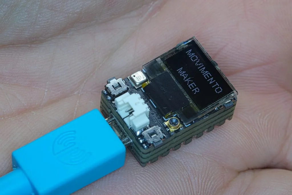 V2 on a hand, plugged into USB